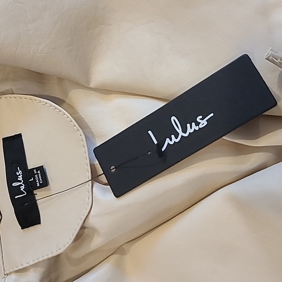 Lulu's White Vegan Leather Jacket Asymmetrical Zipper - Picture 3 of 8